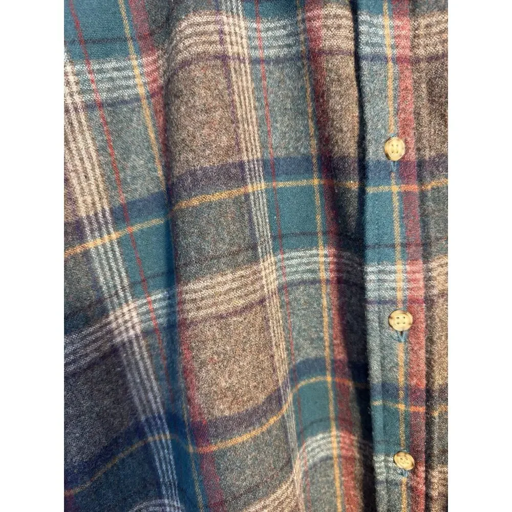 Pendleton Wool Flannel Shirt L Plaid Elbow Patch‎ USA Cabin Workwear